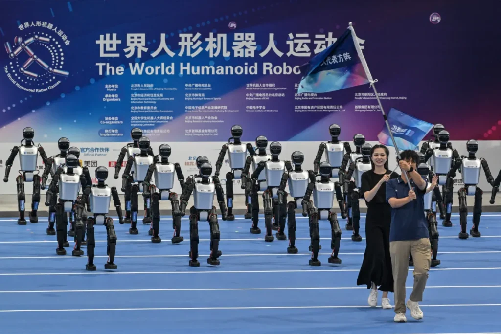 The competition brought together 280 robotics teams from 16 countries. [Adek Berry/AFP]